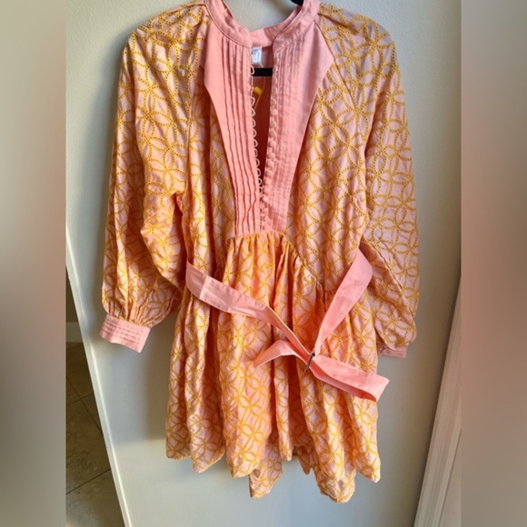 Ruffle Sleeve Tunic Mini Babydoll Button Down Dress size Large - Picture 5 of 11